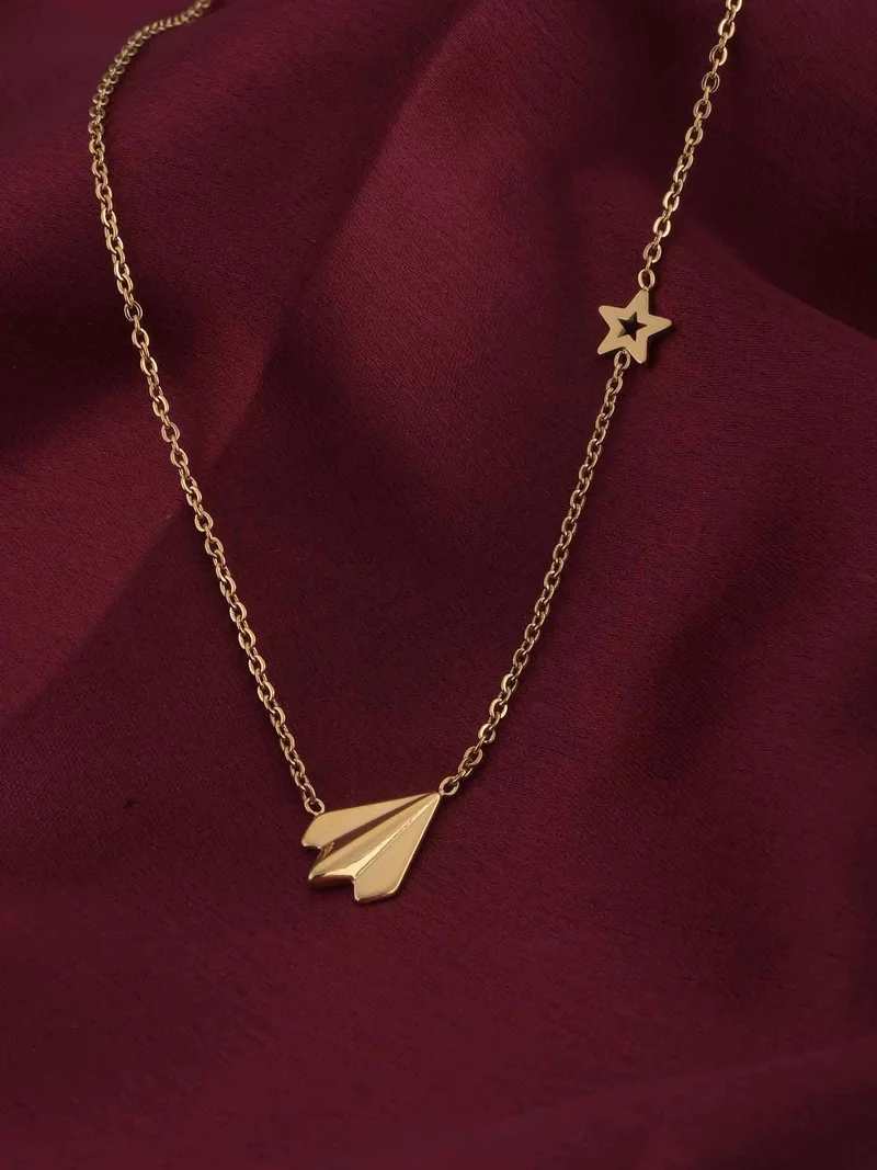 بالموناس PALMONAS 18k Gold Tone Plated Simple Chain Necklace with Star Charm
 for Women